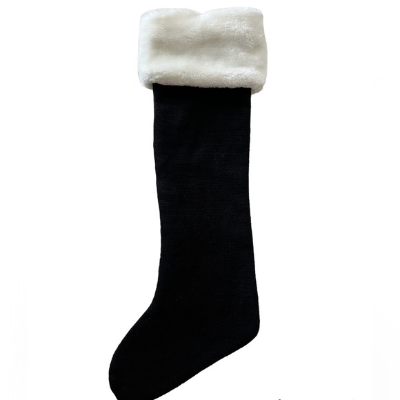 ⭐️ 4/$24 Luxurious Christmas Faux Fur Knit Stocking Black, Fair Isle Style - Picture 5 of 8